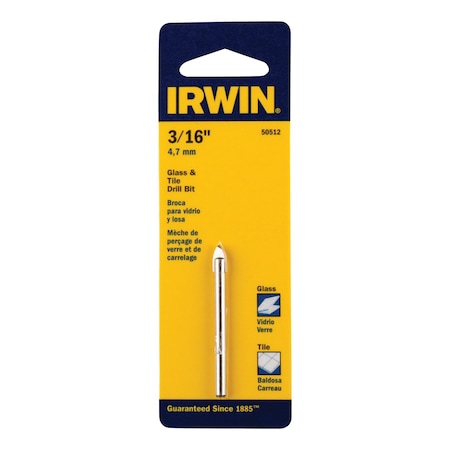 Irwin Irwin 3/16 in. X 2.25 in. L Carbide Tipped Glass/Tile Drill Bit Straight Shank 1 pk 50512